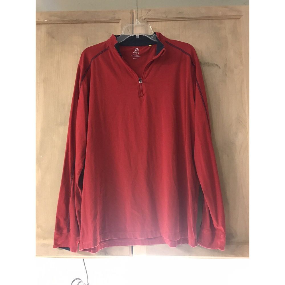 Task Bamboo Performance‎ Technology LS 3/4 Zip Sz Lg Red